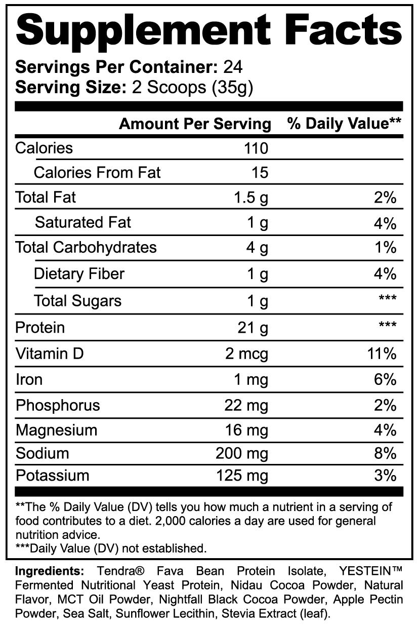 Plant Power Protein Chocolate — 21g Fava Bean & Yeast Protein Powder, 850g — bottle detail