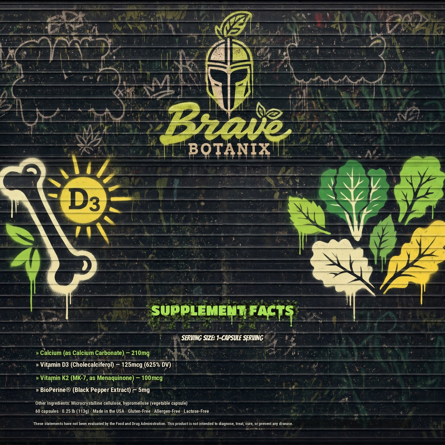 Brave Botanix Bone Boost Capsules Supplement Facts spray paint mural