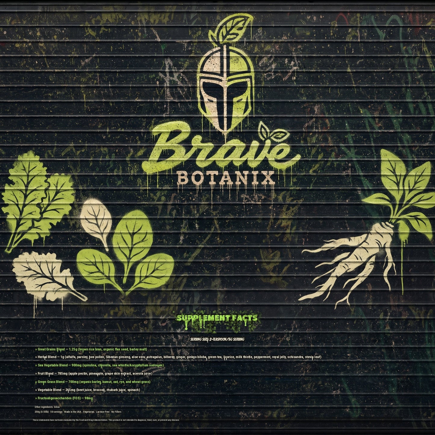 Brave Botanix Green Guardian Smoothie Mix Supplement Facts spray paint mural