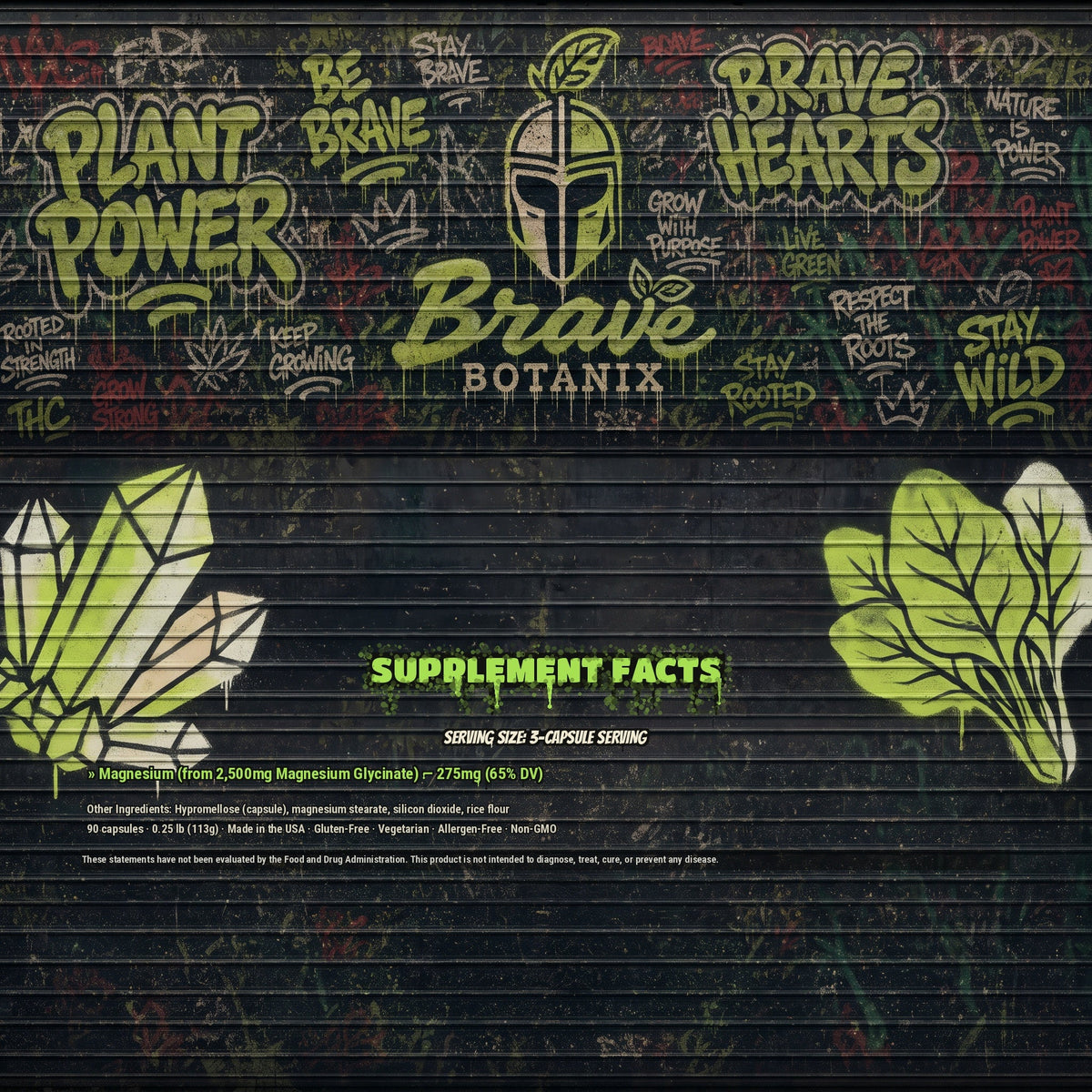 MagnaBrave Magnesium Glycinate Supplement Facts spray paint mural
