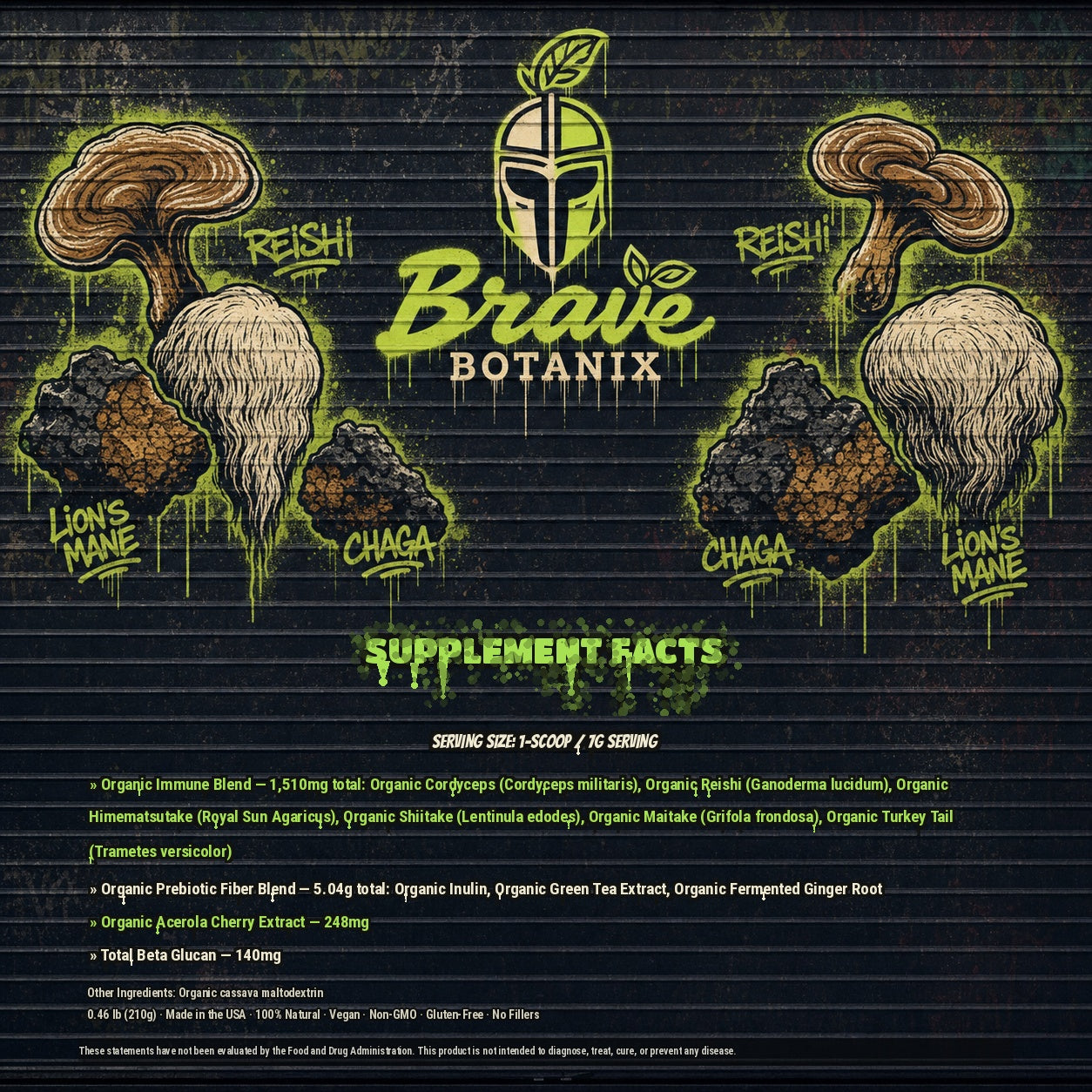 Shroom Savage Fermented Mushroom Mix Supplement Facts spray paint mural