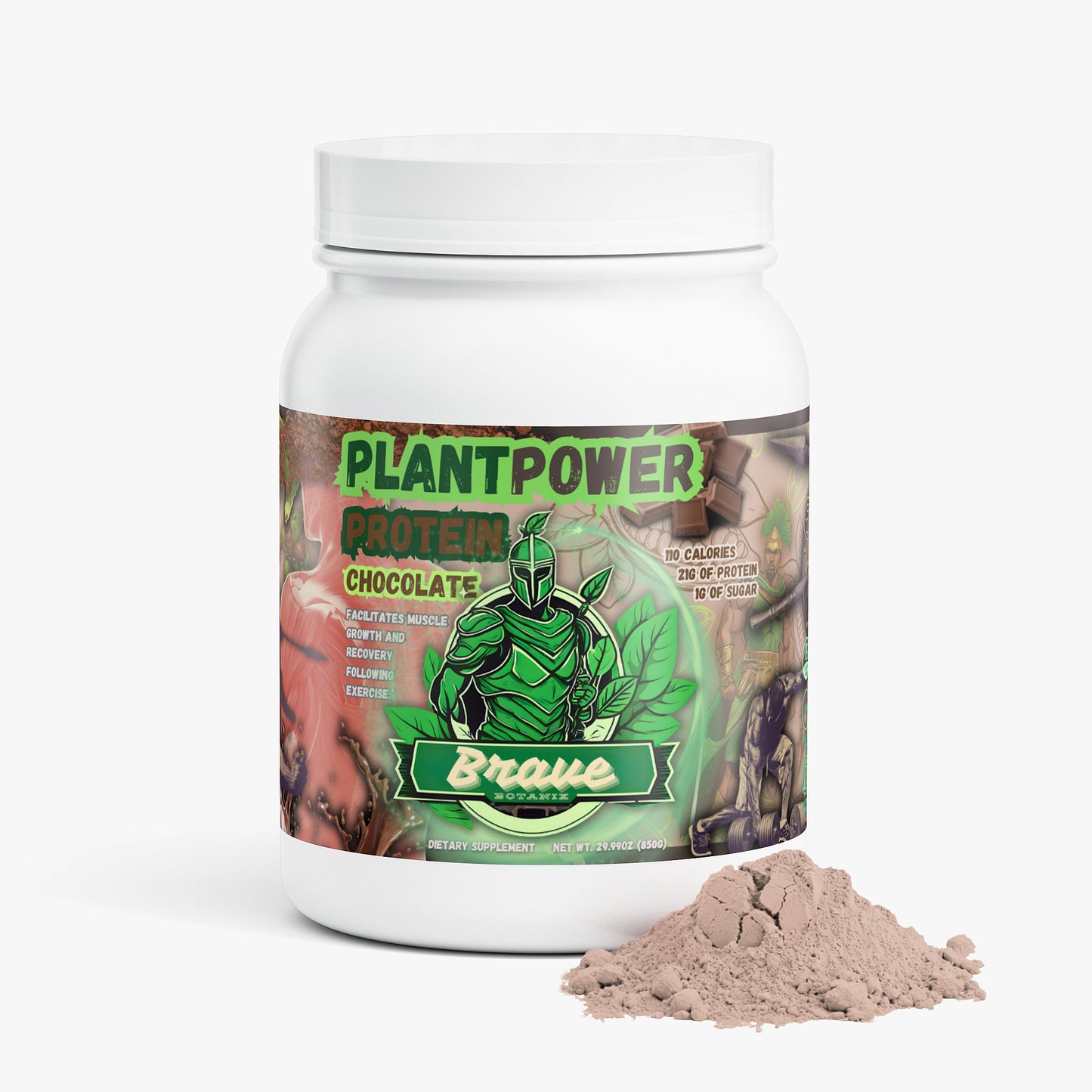 Plant Power Protein Chocolate — 21g Fava Bean & Yeast Protein Powder, 850g — supplement facts label