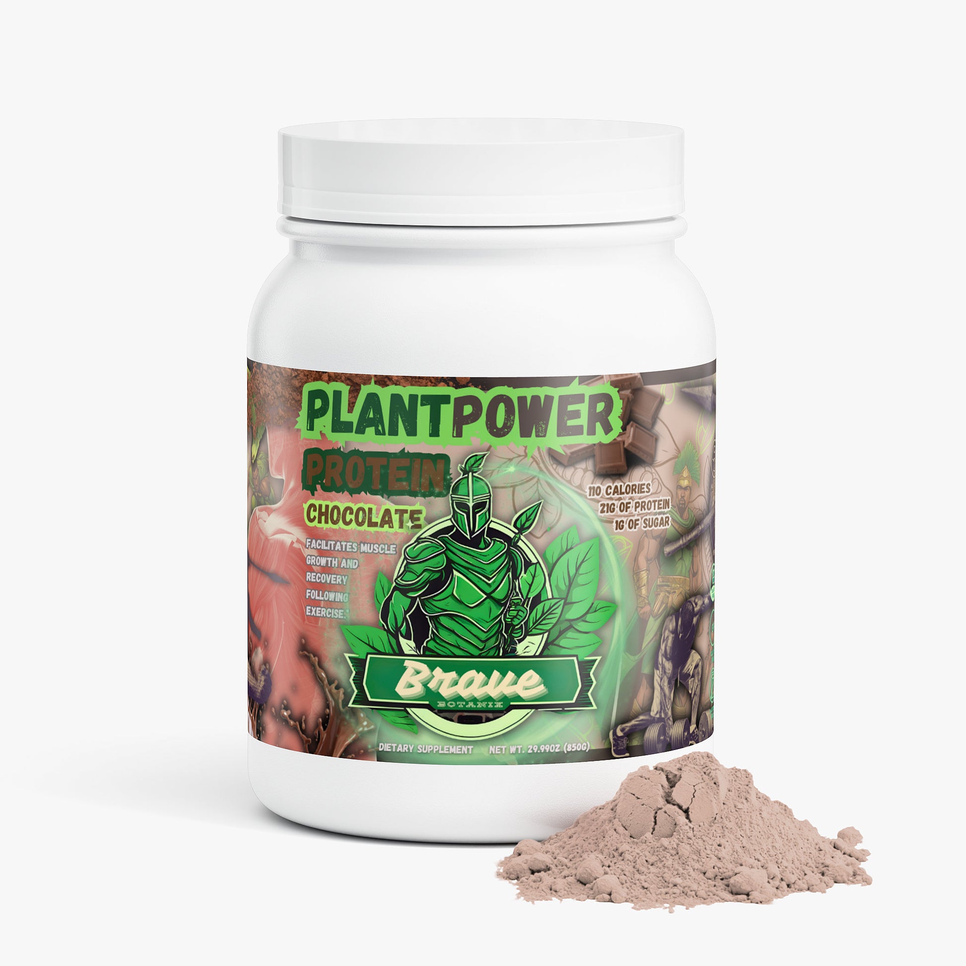 Plant Power Protein Chocolate — 21g Fava Bean & Yeast Protein Powder, 850g — supplement facts label