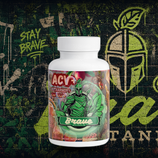 Brave Botanix ACV+ Gut Harmony on graffiti mural background