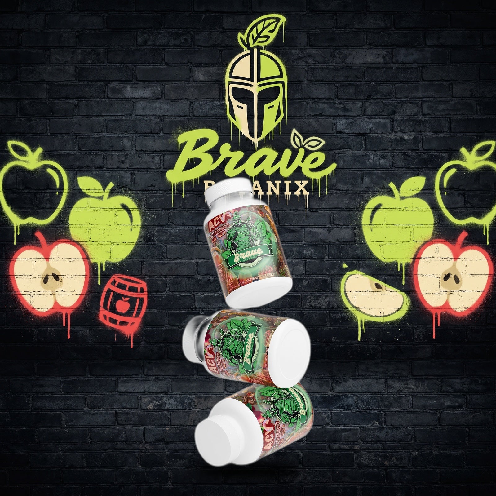 ACV+ Gut Harmony Capsules graffiti mural mockup