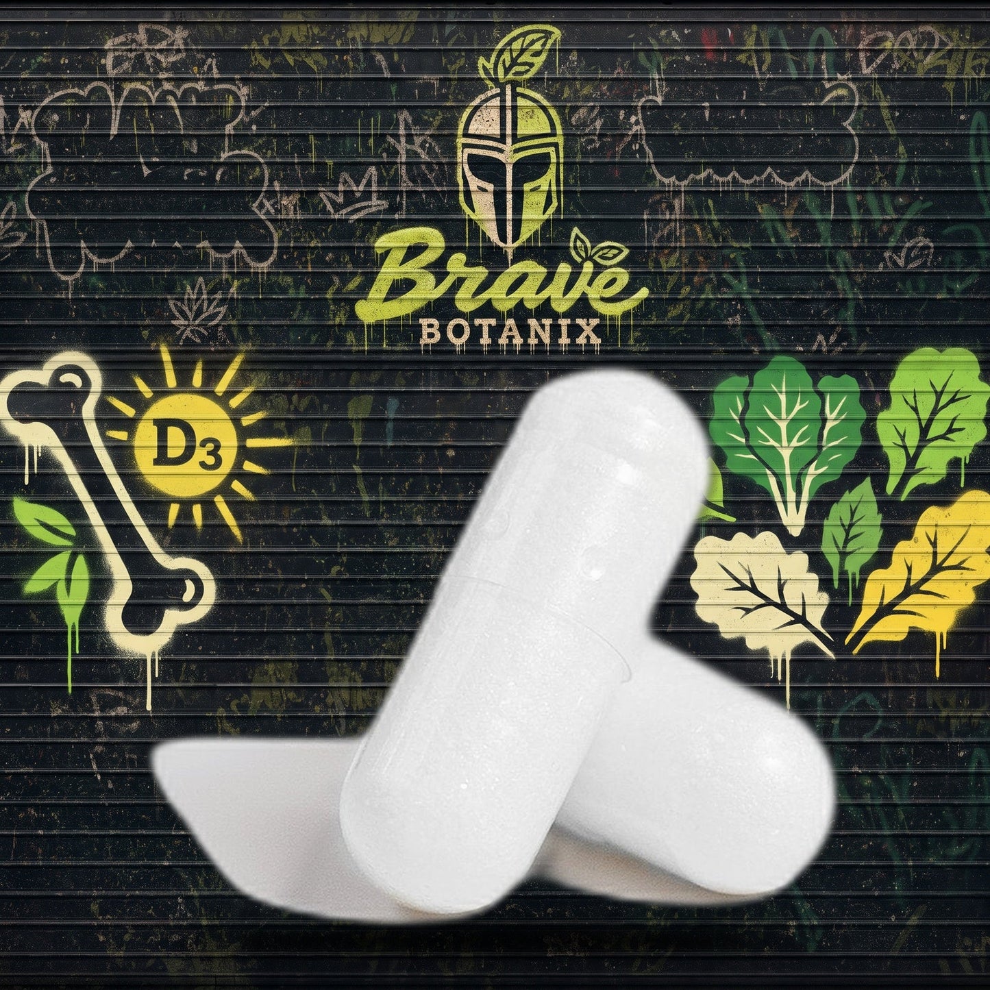 Bone Boost Capsules graffiti mural mockup