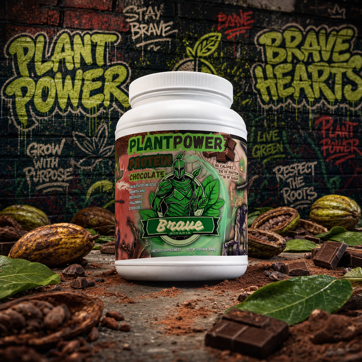 Plant Power Protein Chocolate — graffiti hero