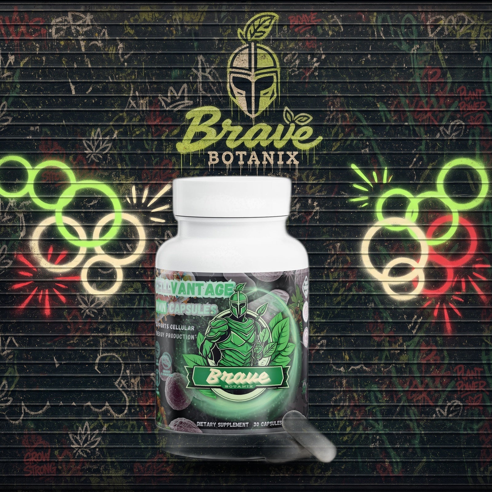 CellVantage NMN Capsules graffiti mural mockup