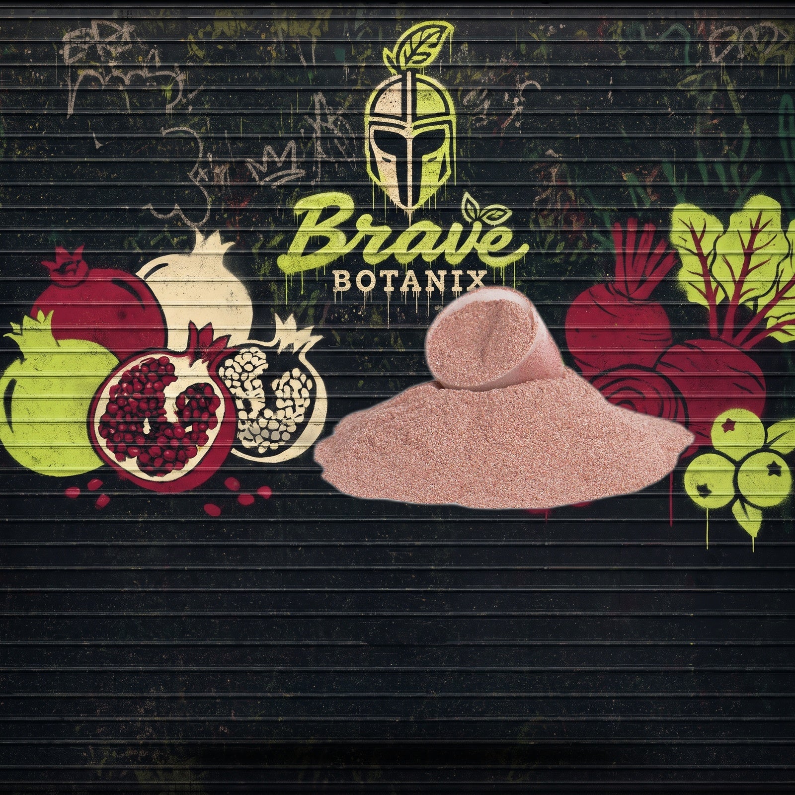 Crimson Warrior Superfood Elixir graffiti mural mockup