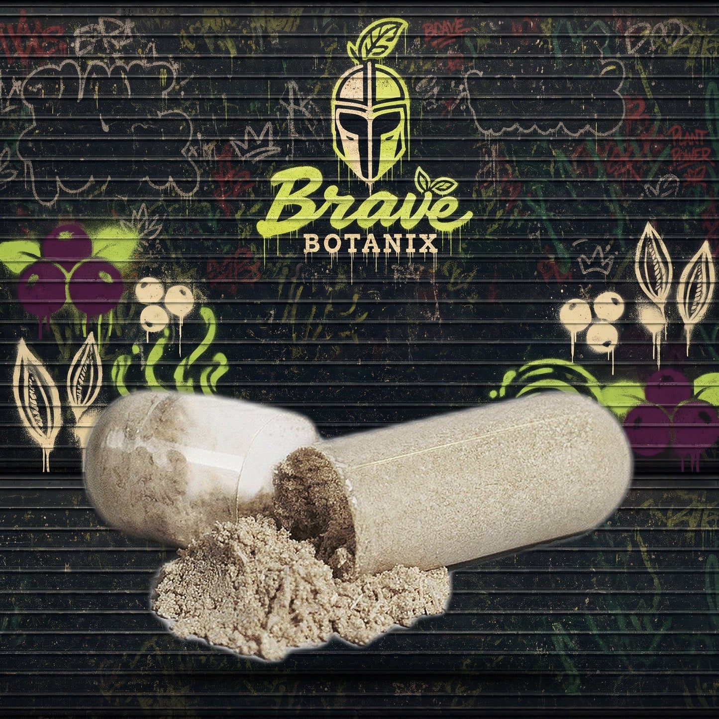 Brave Botanix Defense Detox Capsules graffiti mural mockup