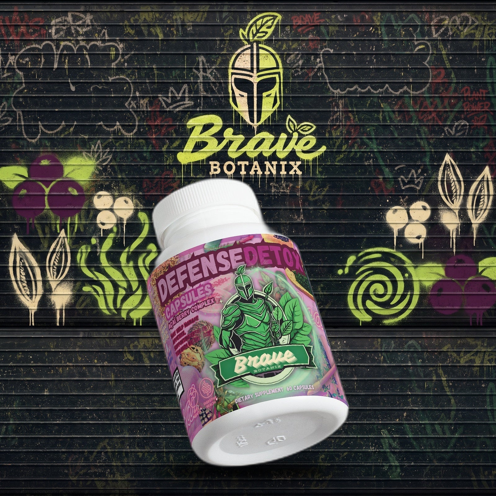 Defense Detox Capsules graffiti mural mockup