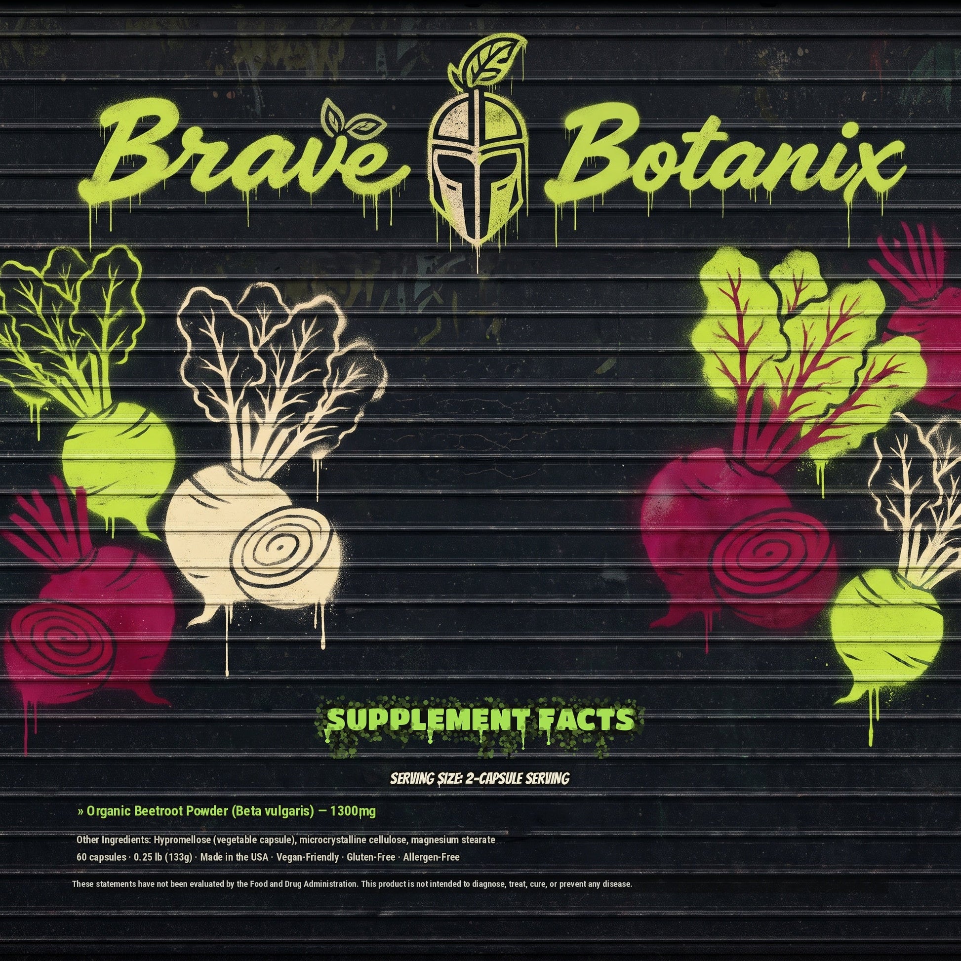 Brave Botanix Elite Beet Capsules Supplement Facts spray paint mural
