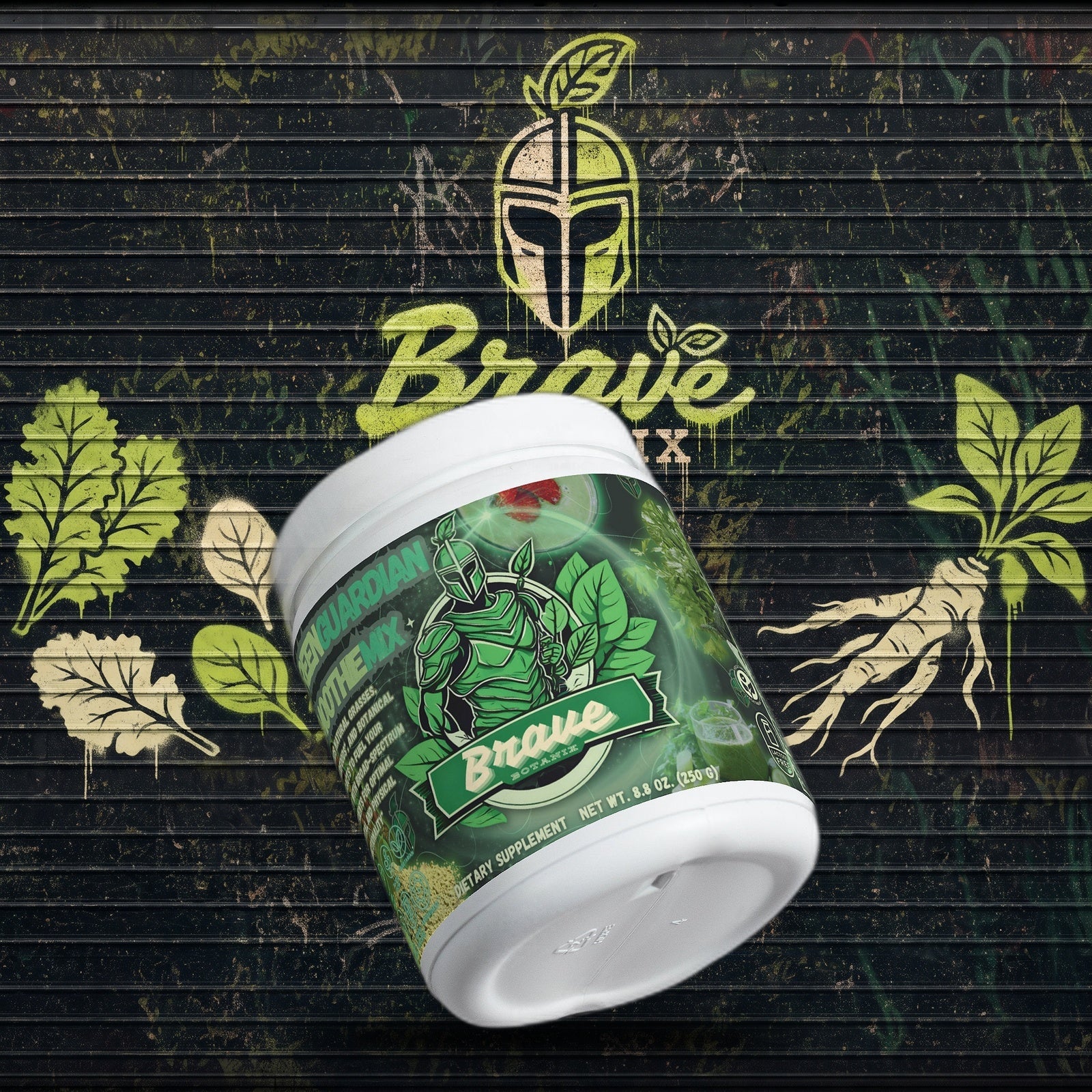 Green Guardian Smoothie Mix graffiti mural mockup