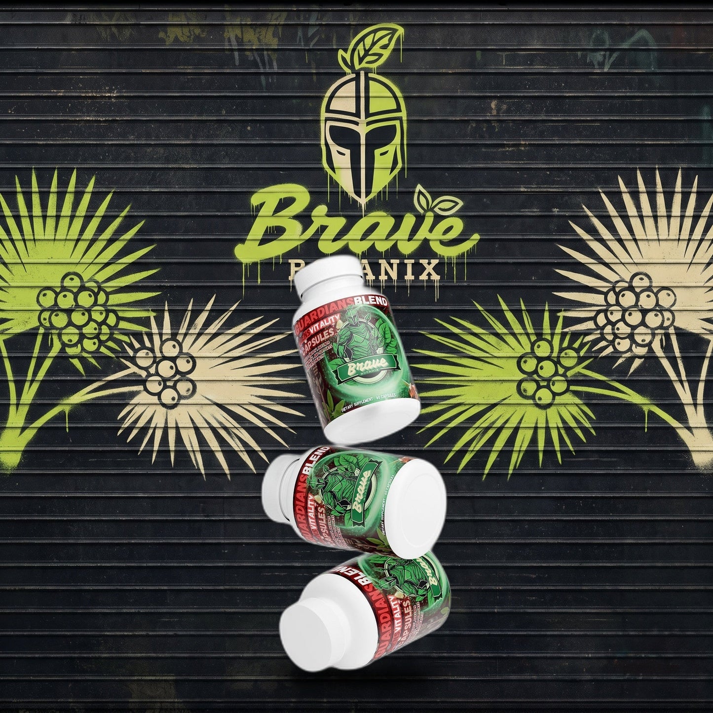 Guardian's Blend Men's Vitality Capsules graffiti mural mockup