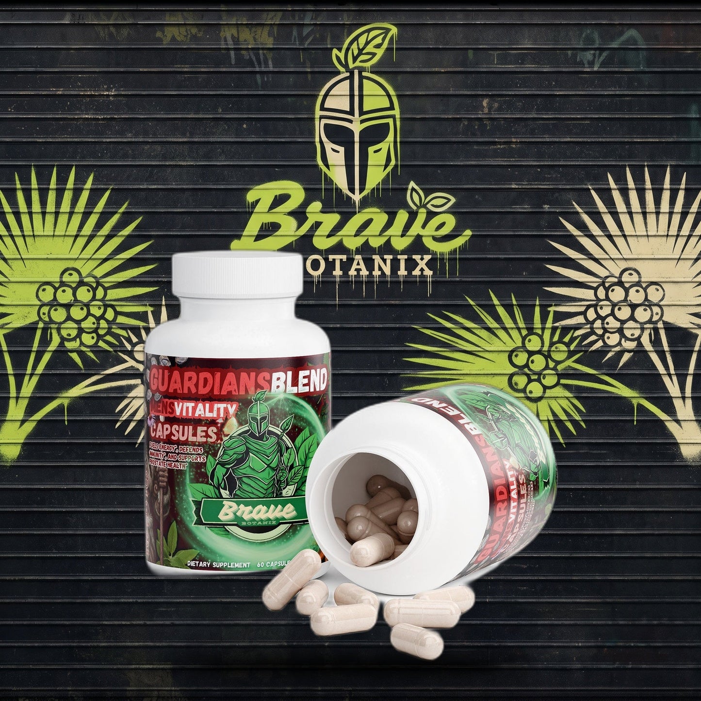 Guardian's Blend Men's Vitality Capsules graffiti mural mockup