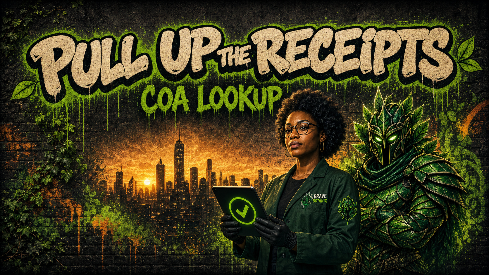 Brave Botanix COA Lookup page banner - PULL UP THE RECEIPTS