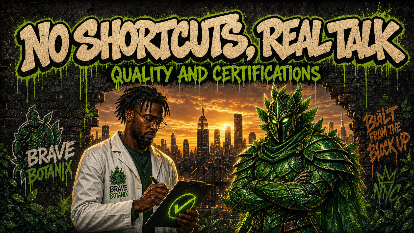 Brave Botanix Quality and Certifications page banner - NO SHORTCUTS, REAL TALK