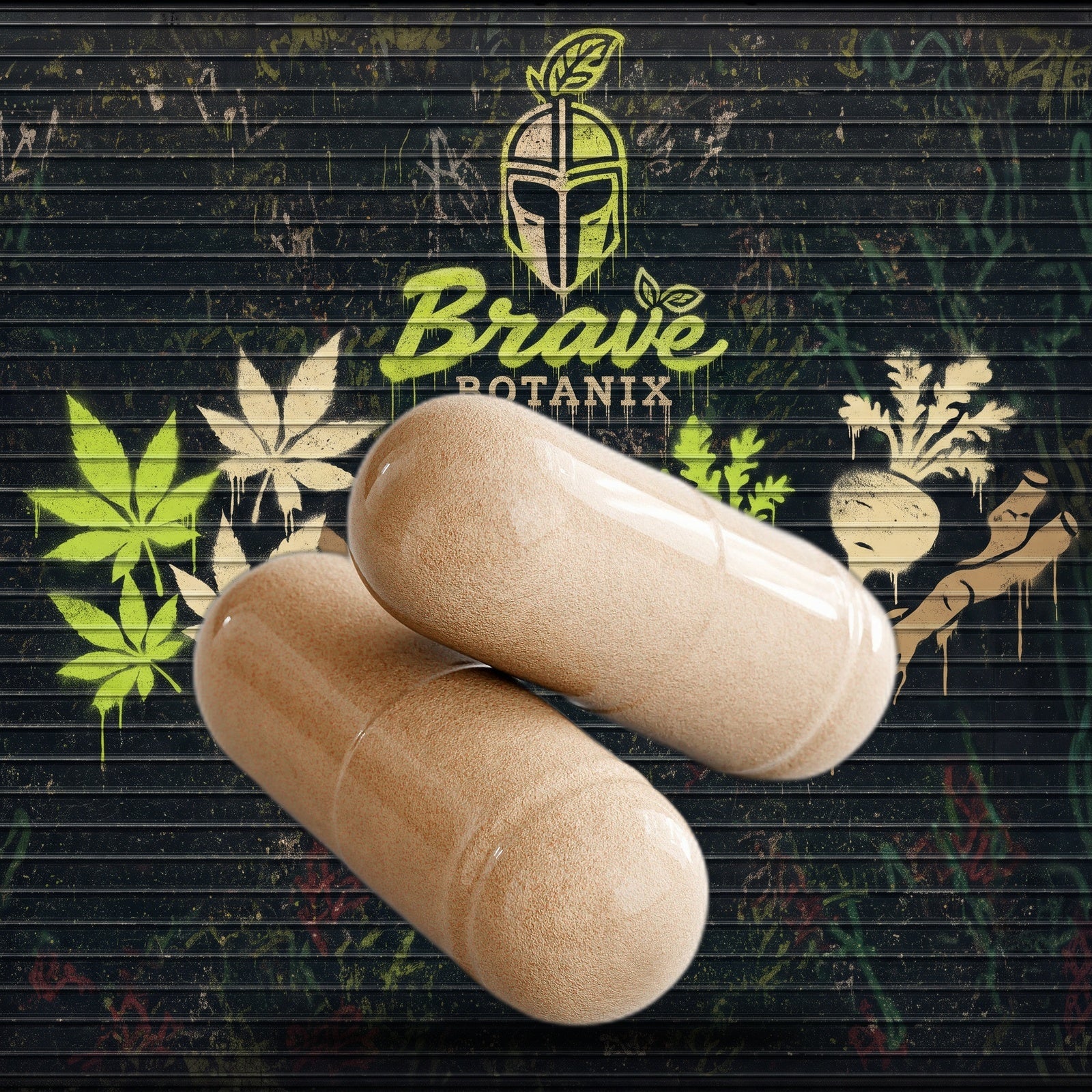 Horny Botanix Capsules graffiti mural mockup