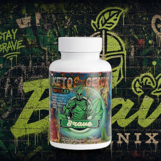 Brave Botanix KetoGenix Capsules on graffiti mural background