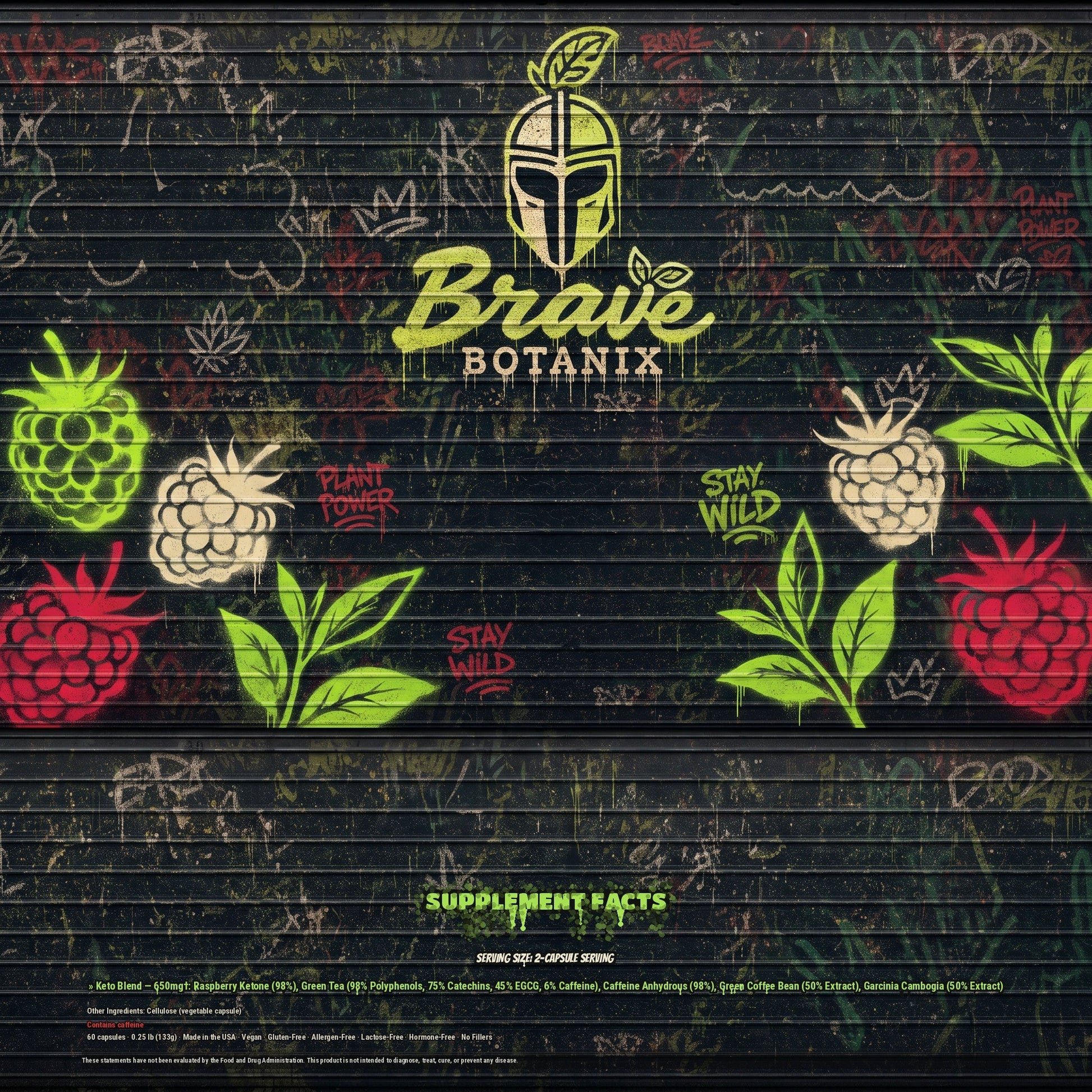 Brave Botanix Ketogenix Capsules Supplement Facts spray paint mural