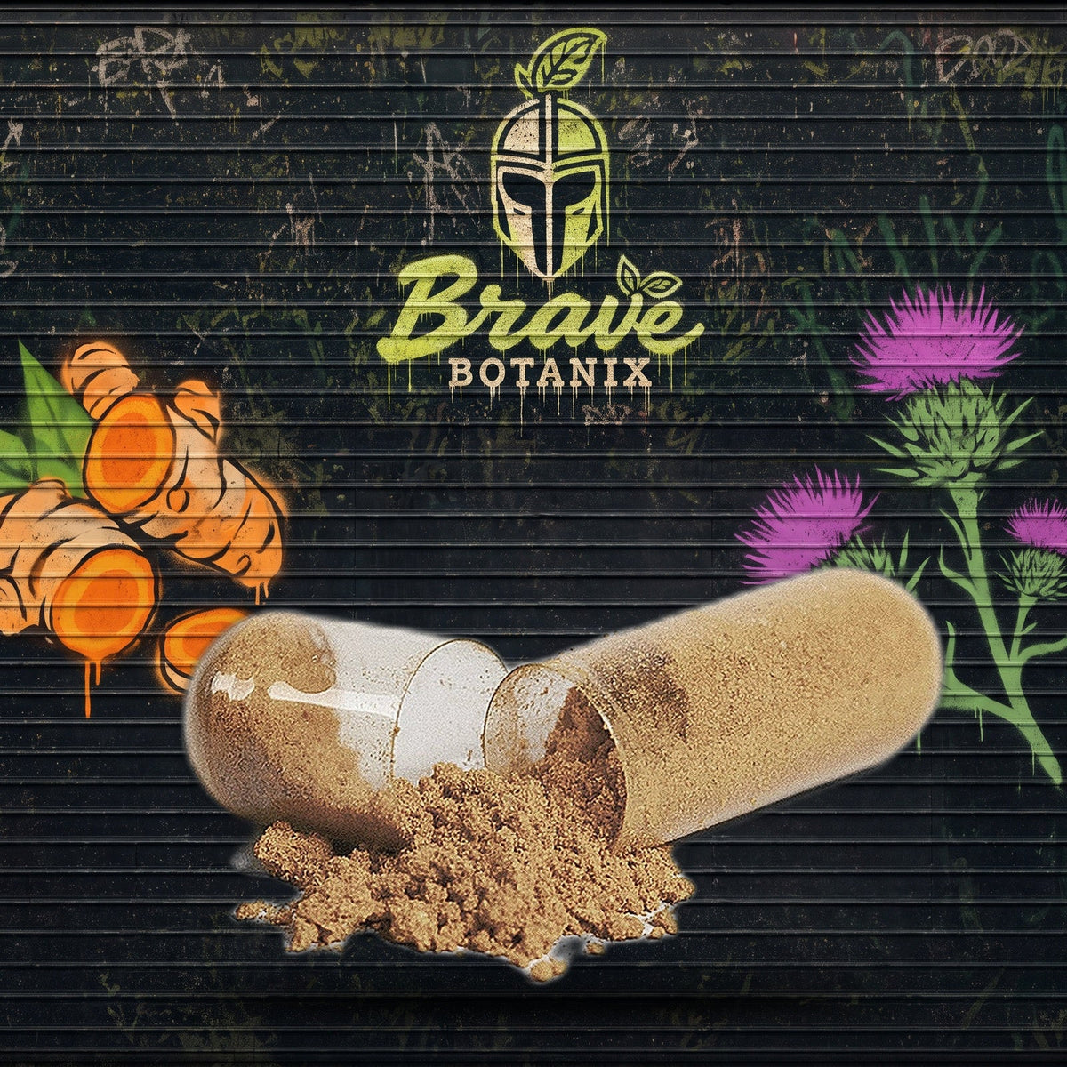 Brave Botanix Liver Defense Detox Capsules graffiti mural mockup