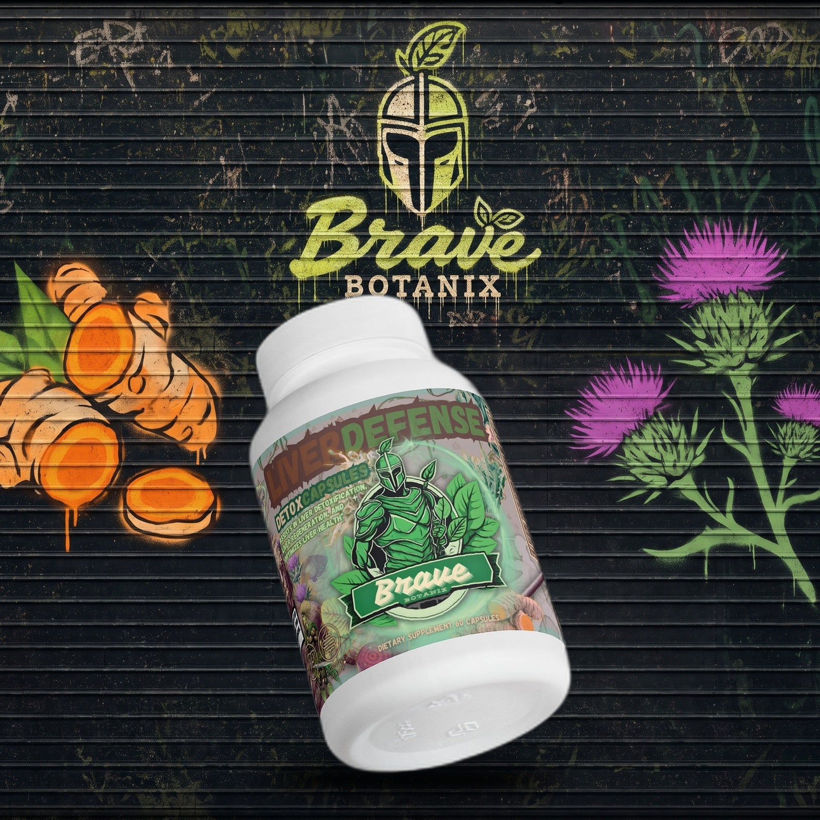 Liver Defense Detox Capsules graffiti mural mockup