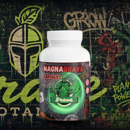 Brave Botanix MagnaBrave Capsules on graffiti mural background