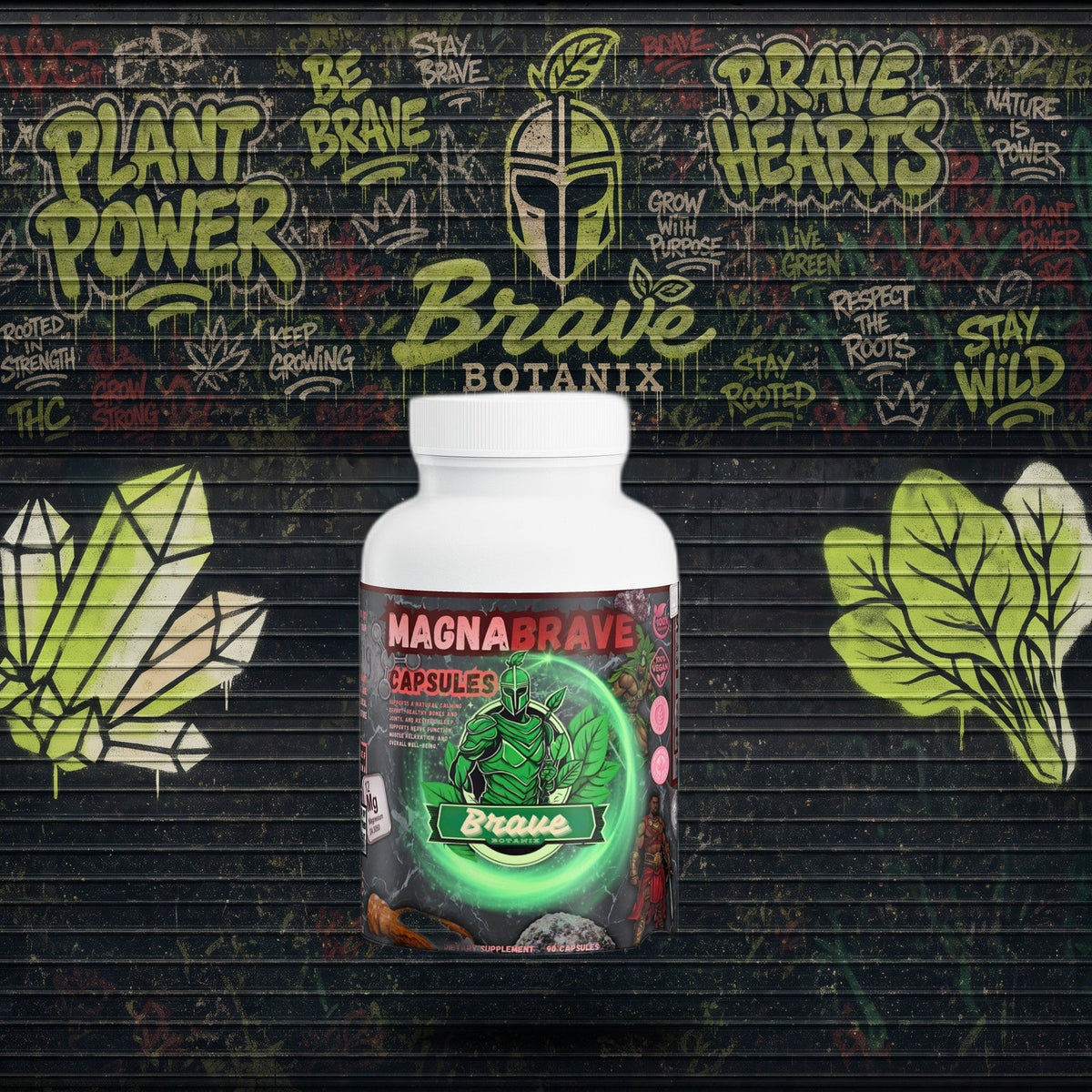 MagnaBrave Capsules graffiti mural mockup