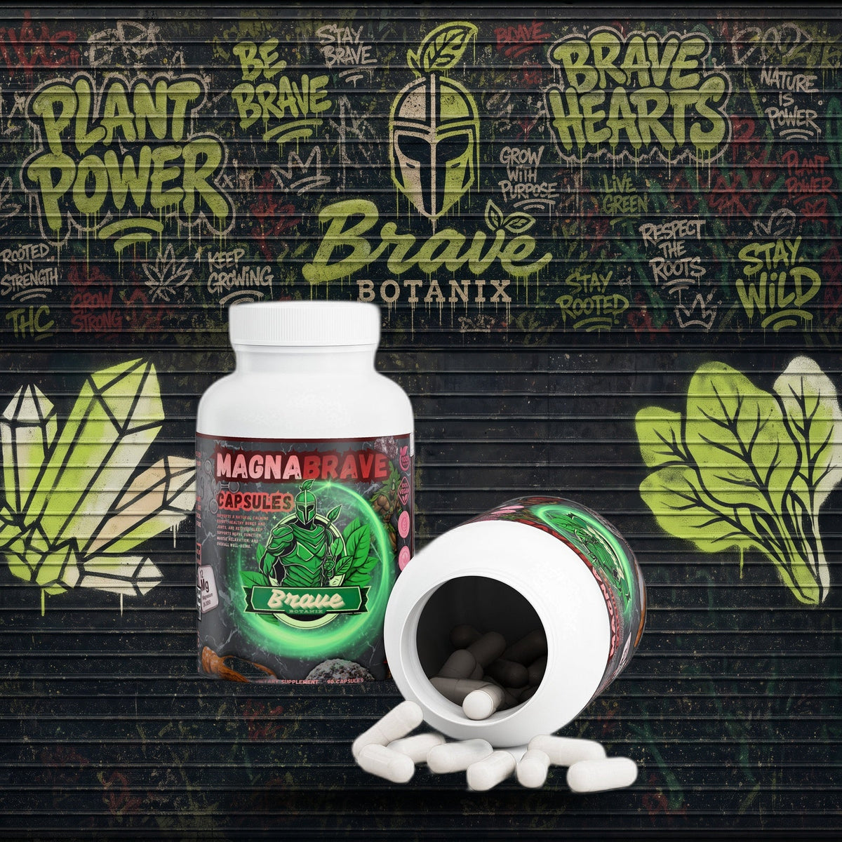 MagnaBrave Capsules graffiti mural mockup