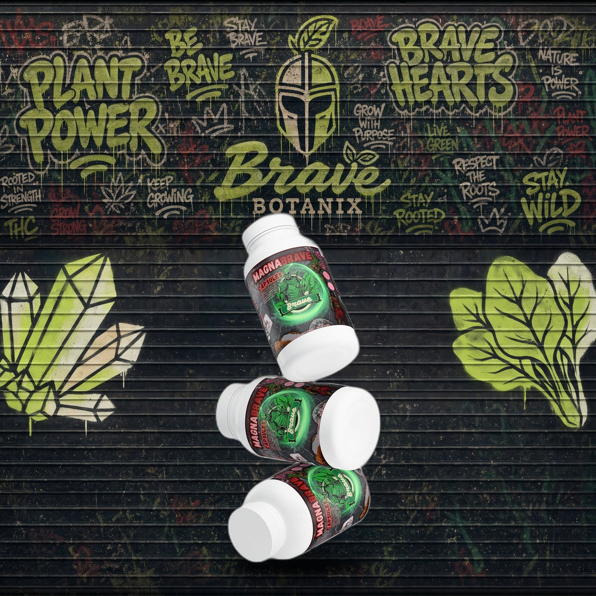 MagnaBrave Capsules graffiti mural mockup