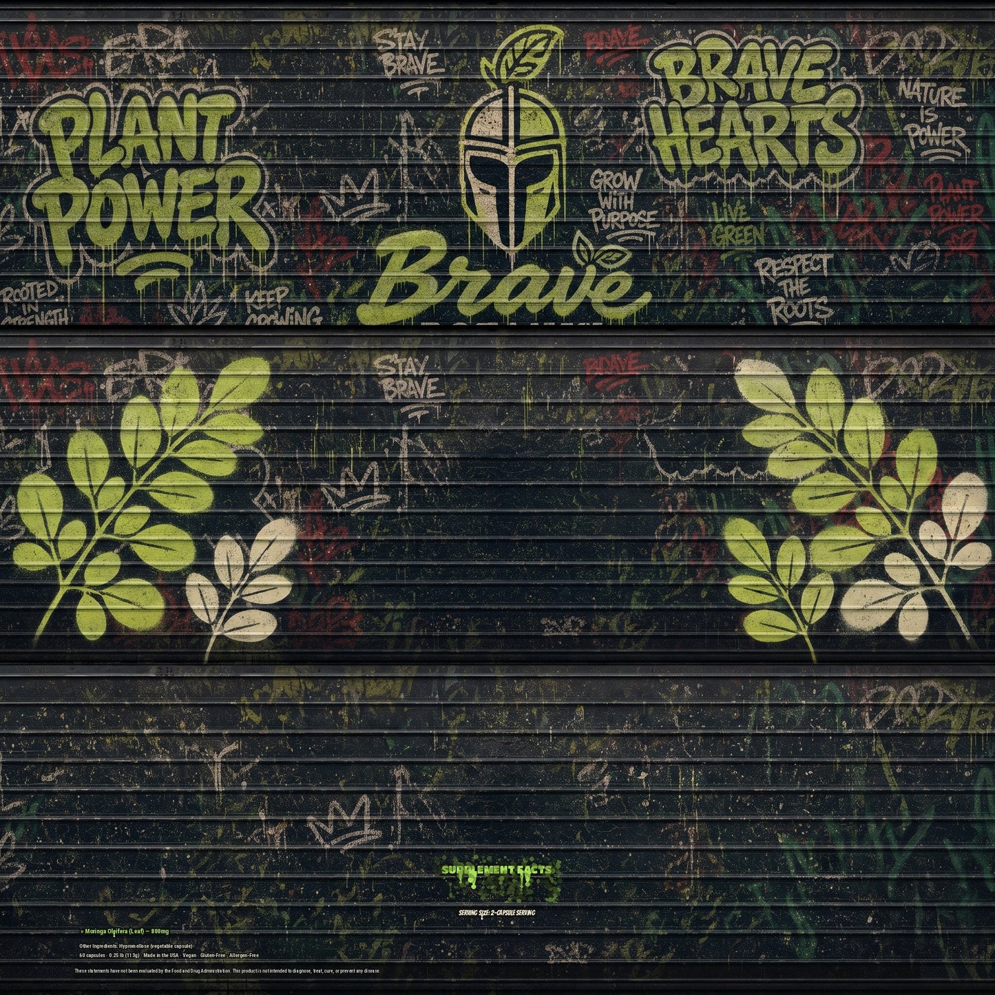 Moringa Might Supplement Facts spray paint mural