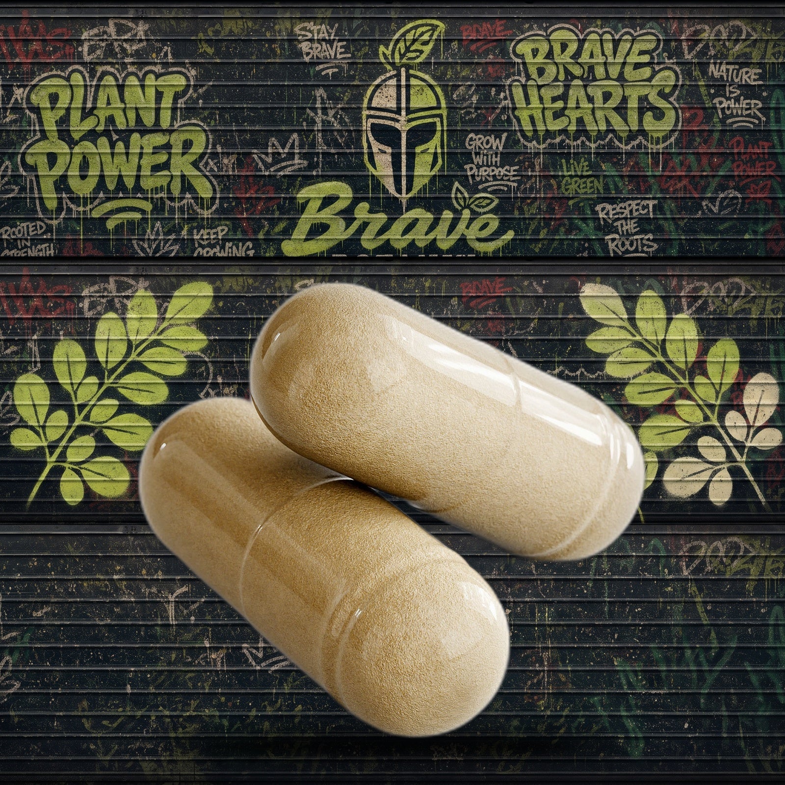 Moringa Might Capsules graffiti mural mockup