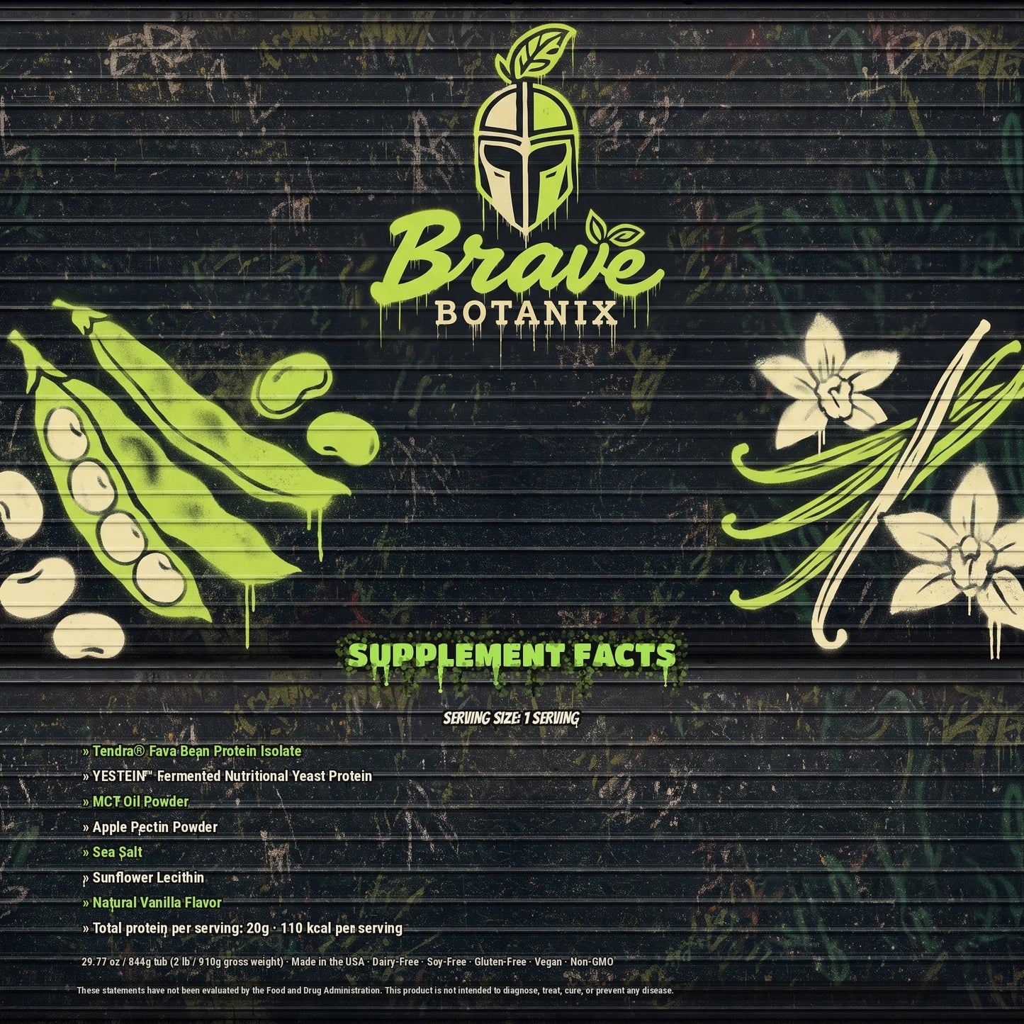 Plant Power Protein Vanilla Supplement Facts spray paint mural