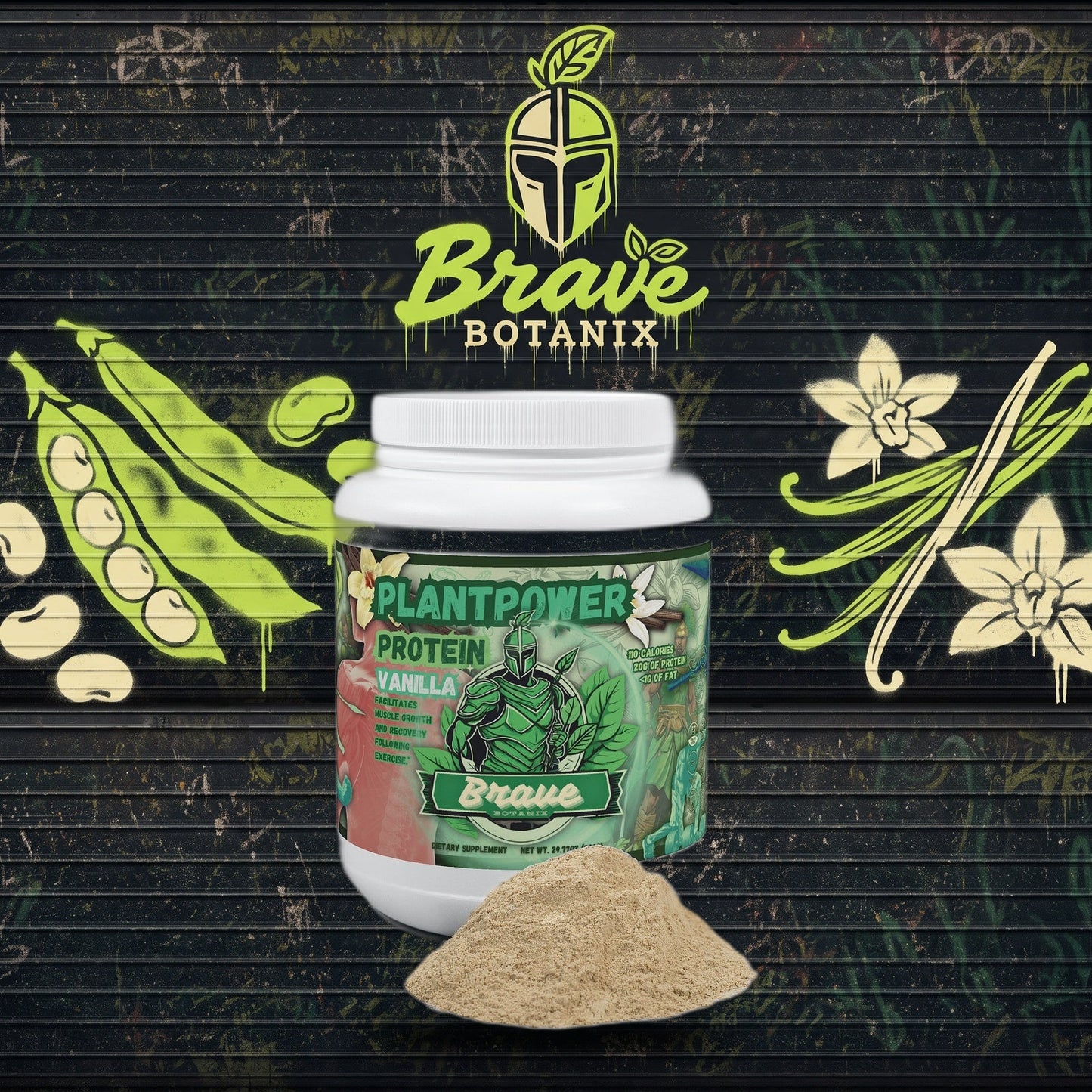 Plant Power Protein Vanilla graffiti mural mockup