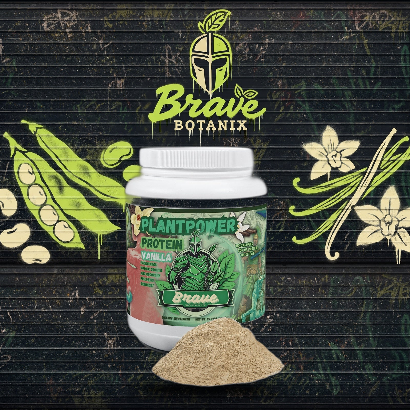 Plant Power Protein Vanilla graffiti mural mockup