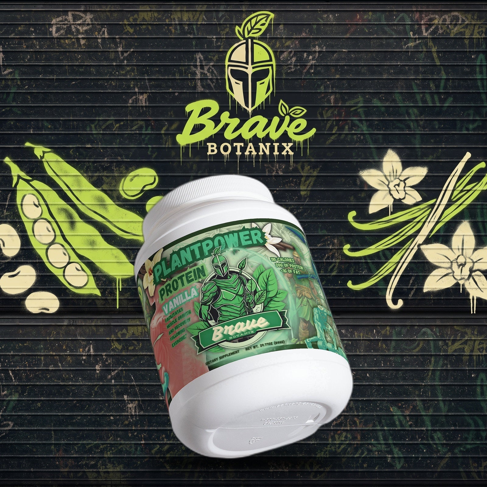 Plant Power Protein Vanilla graffiti mural mockup