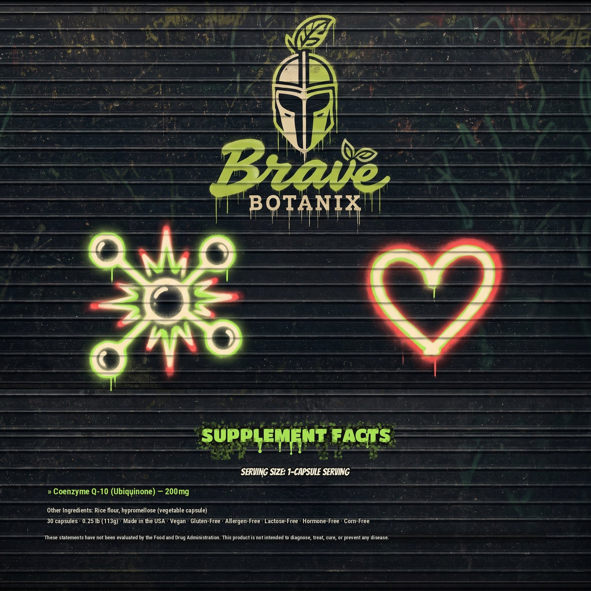 Quantum CoQ10 Supplement Facts spray paint mural