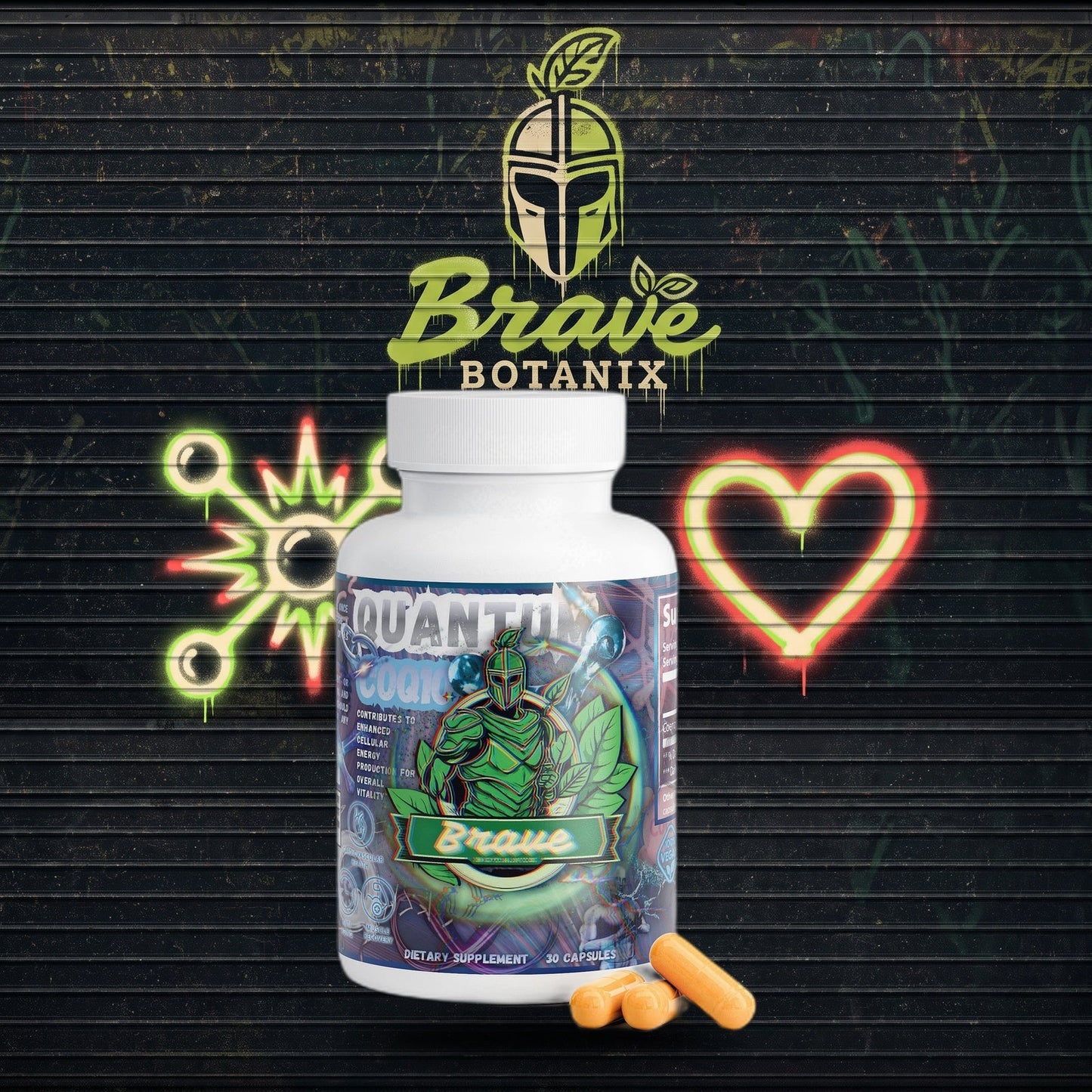 Quantum CoQ10 Capsules graffiti mural mockup