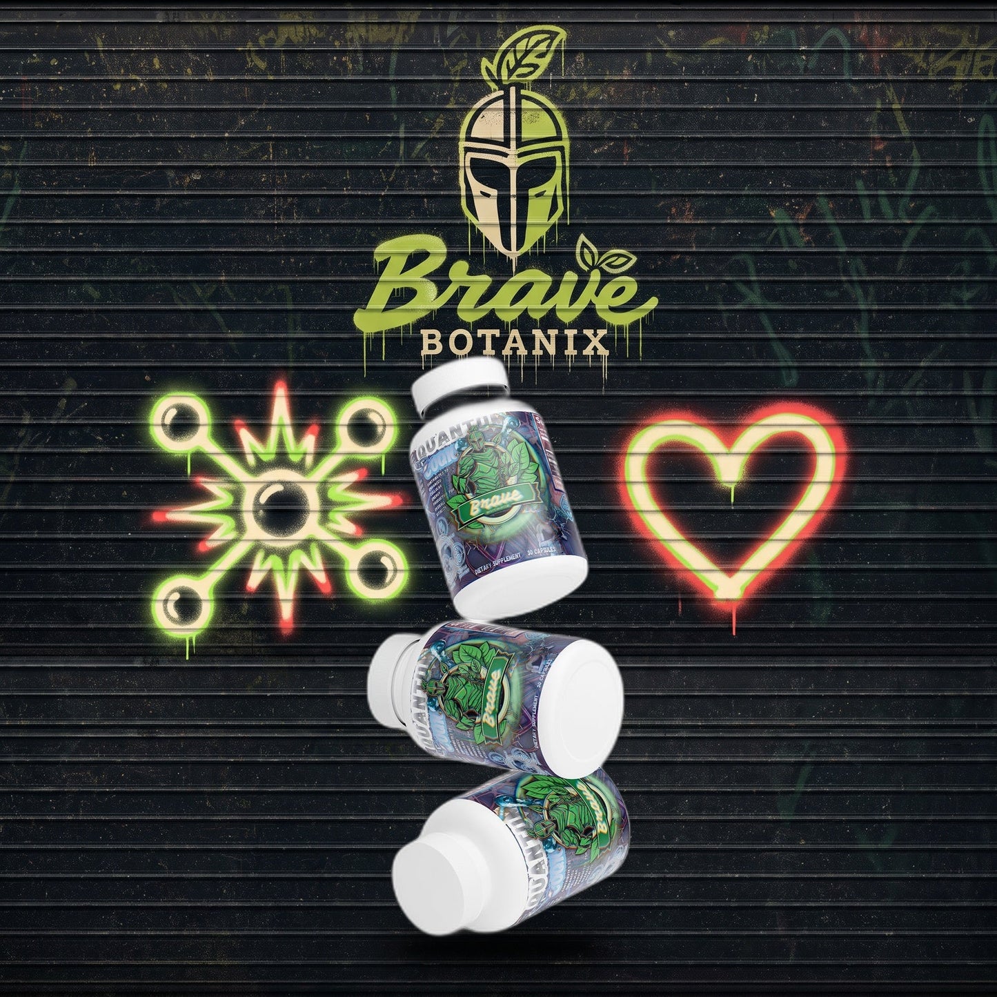 Quantum CoQ10 Capsules graffiti mural mockup