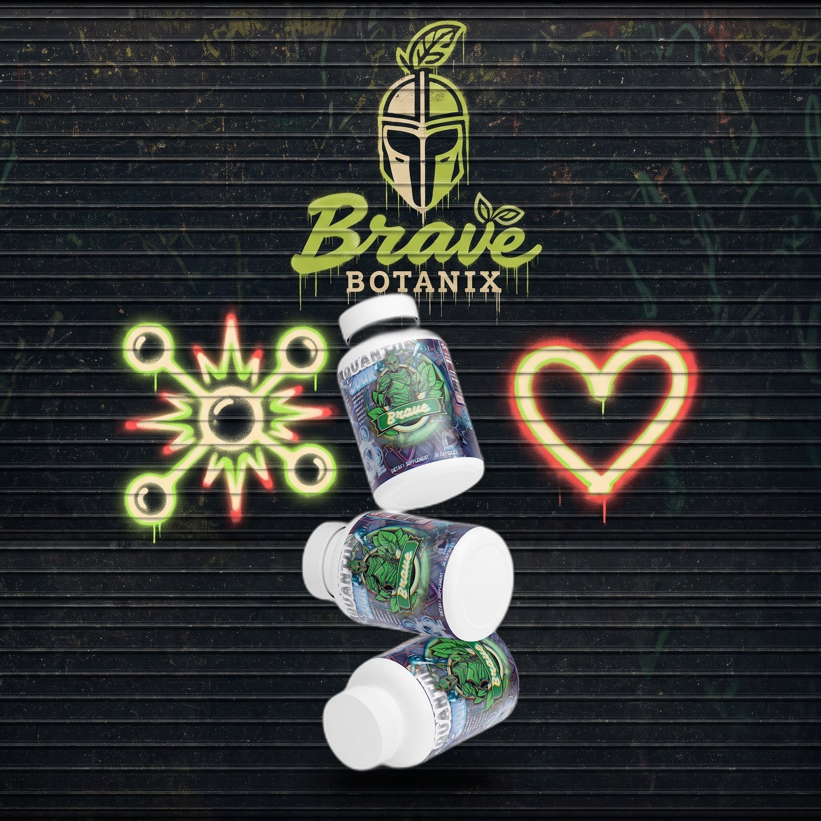 Quantum CoQ10 Capsules graffiti mural mockup