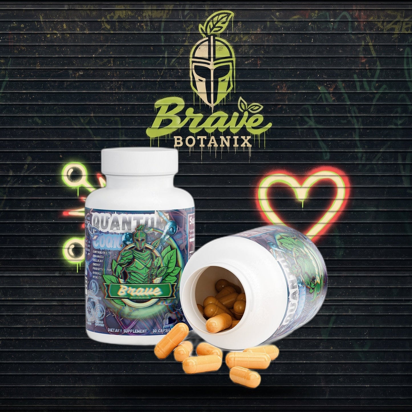 Quantum CoQ10 Capsules graffiti mural mockup
