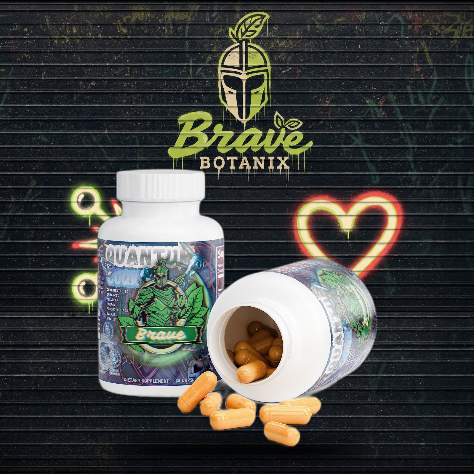 Quantum CoQ10 Capsules graffiti mural mockup