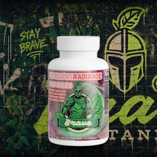 Brave Botanix Resilient Radiance Capsules on graffiti mural background