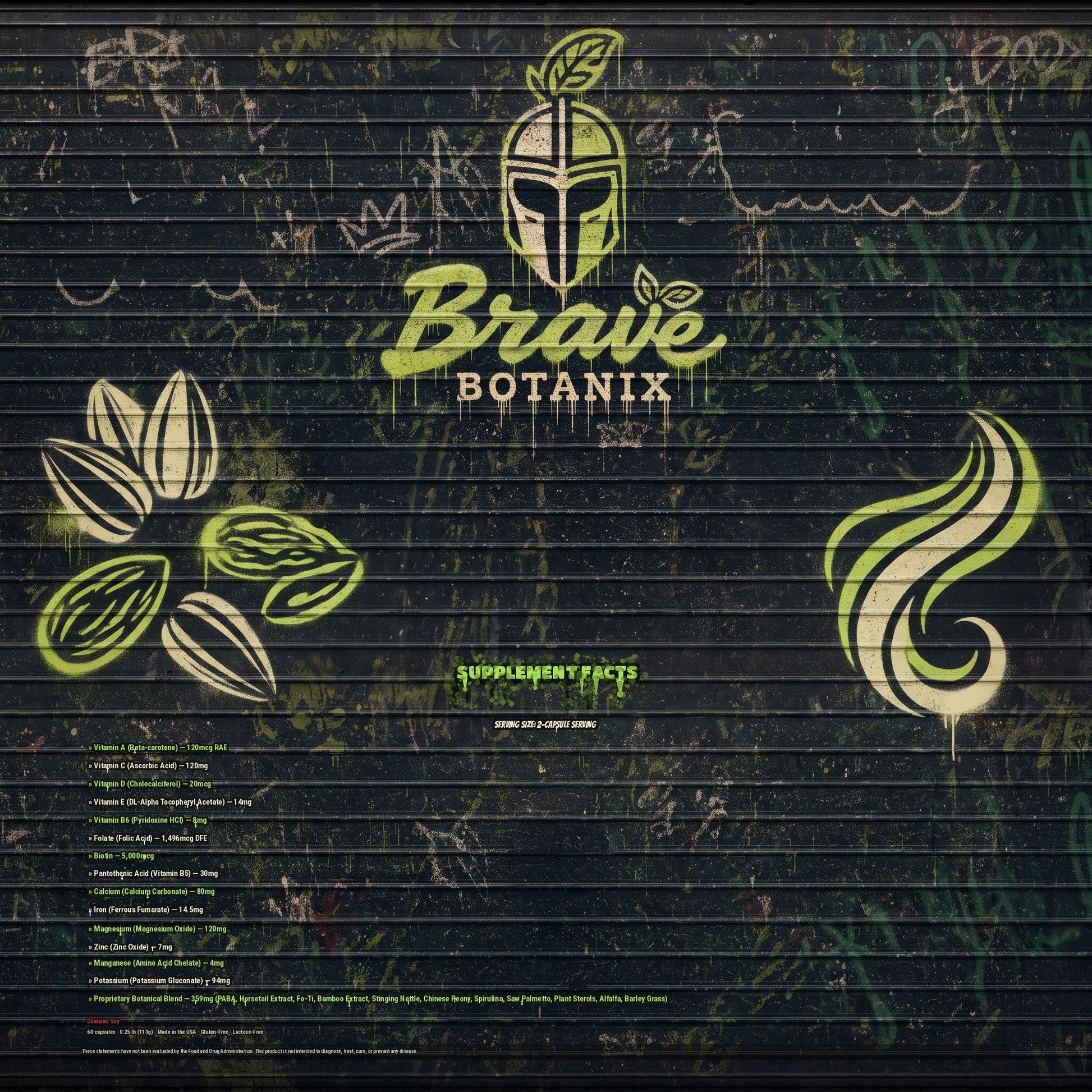 Resilient Radiance Supplement Facts spray paint mural