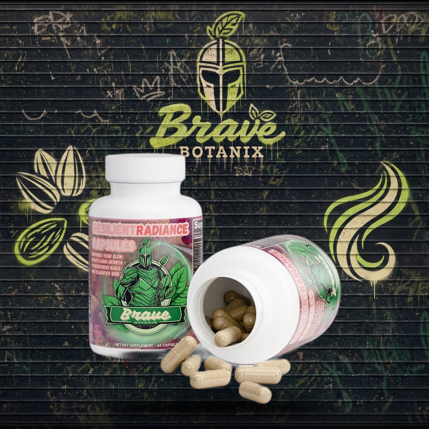 Resilient Radiance Capsules graffiti mural mockup