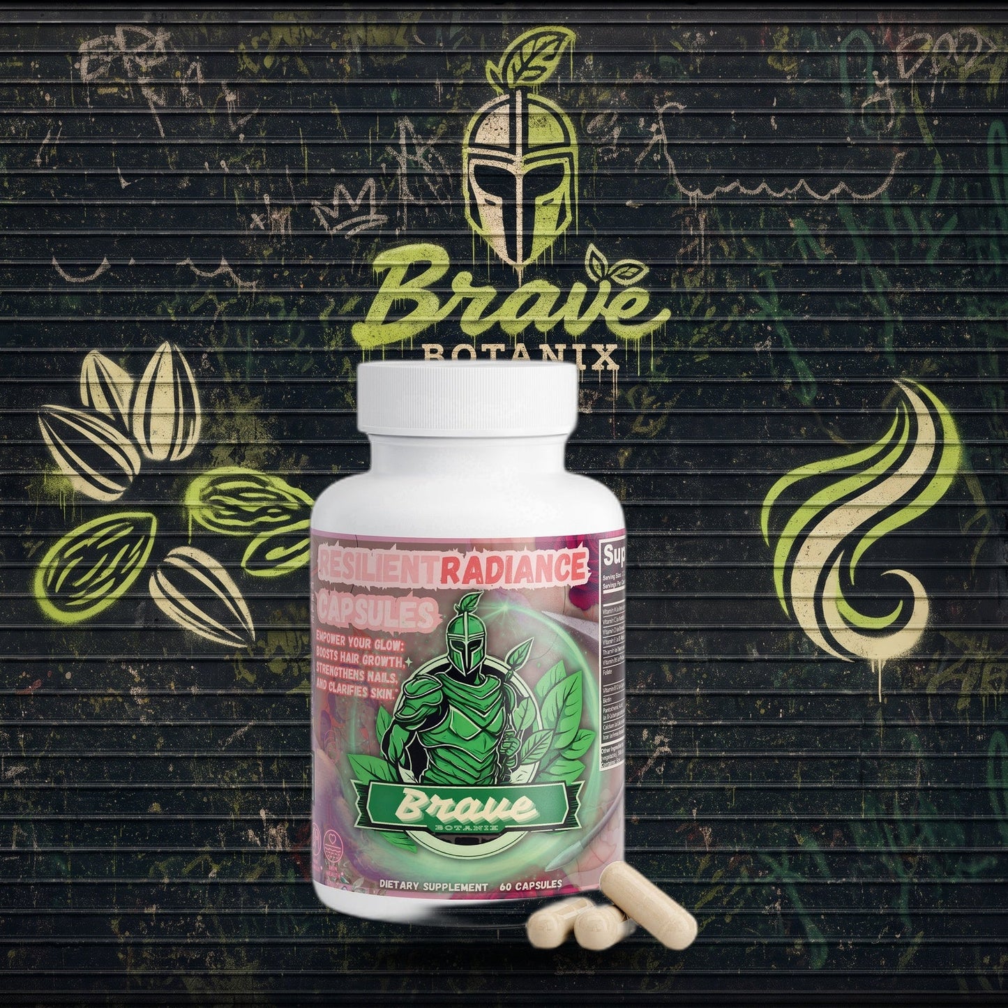 Resilient Radiance Capsules graffiti mural mockup