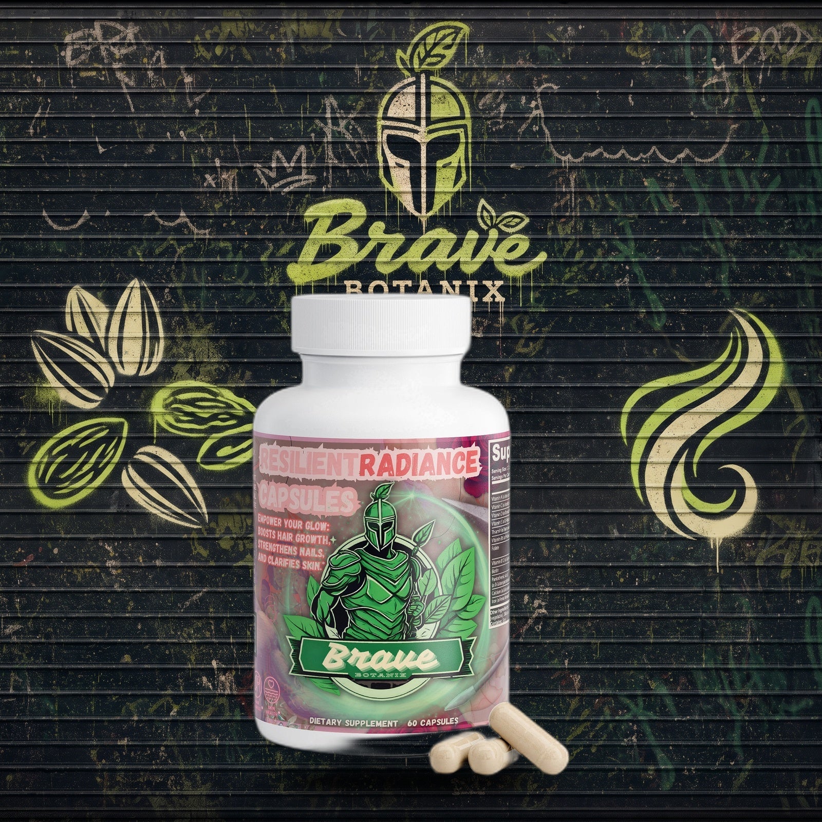 Resilient Radiance Capsules graffiti mural mockup