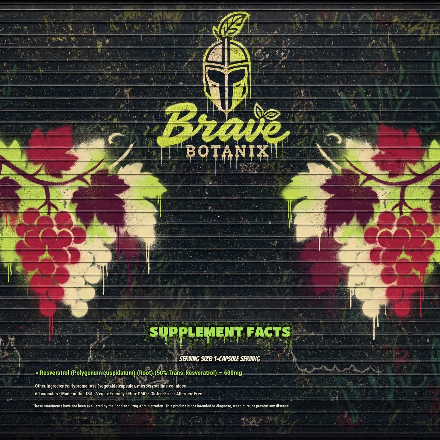 Resvera Restore Supplement Facts spray paint mural