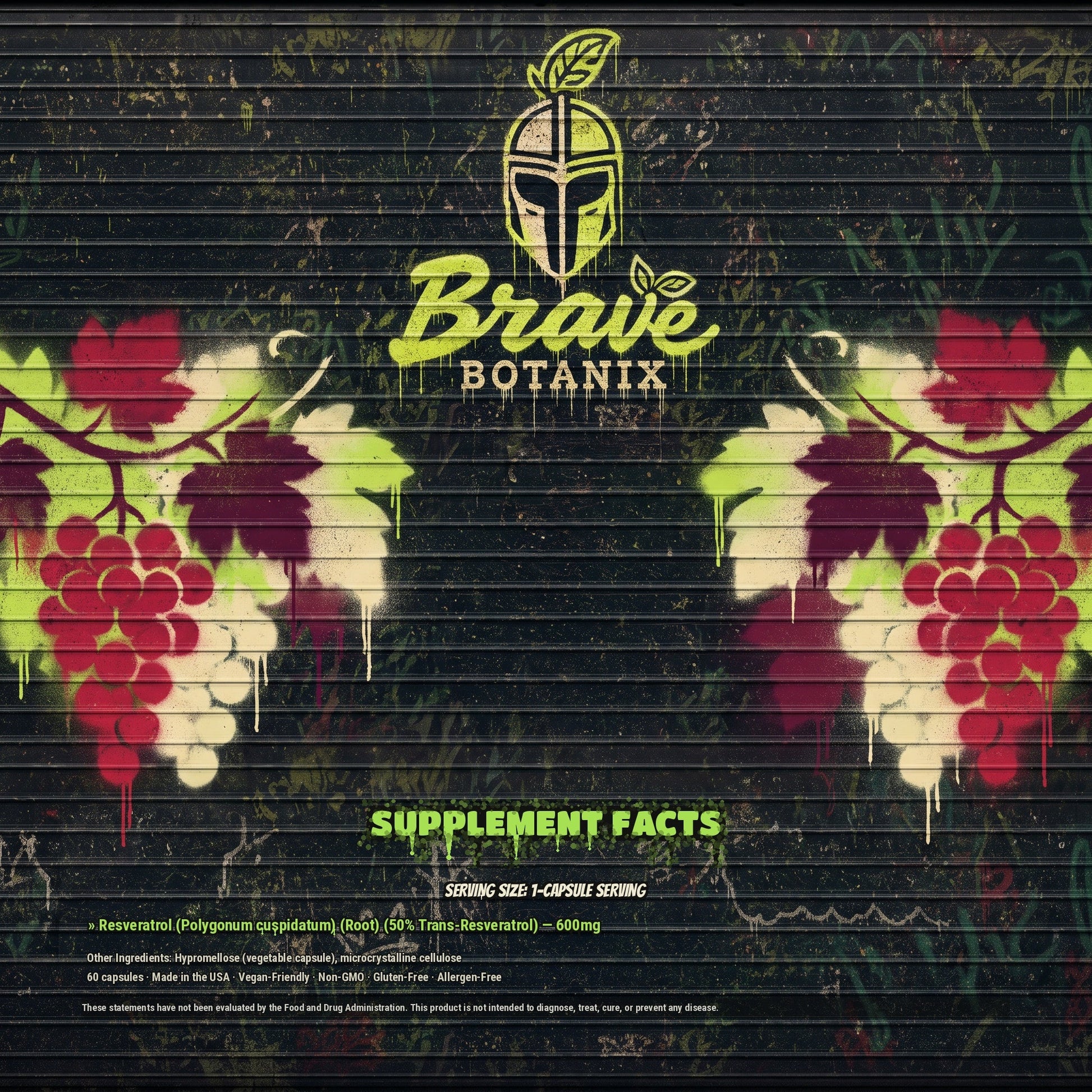 Resvera Restore Supplement Facts spray paint mural