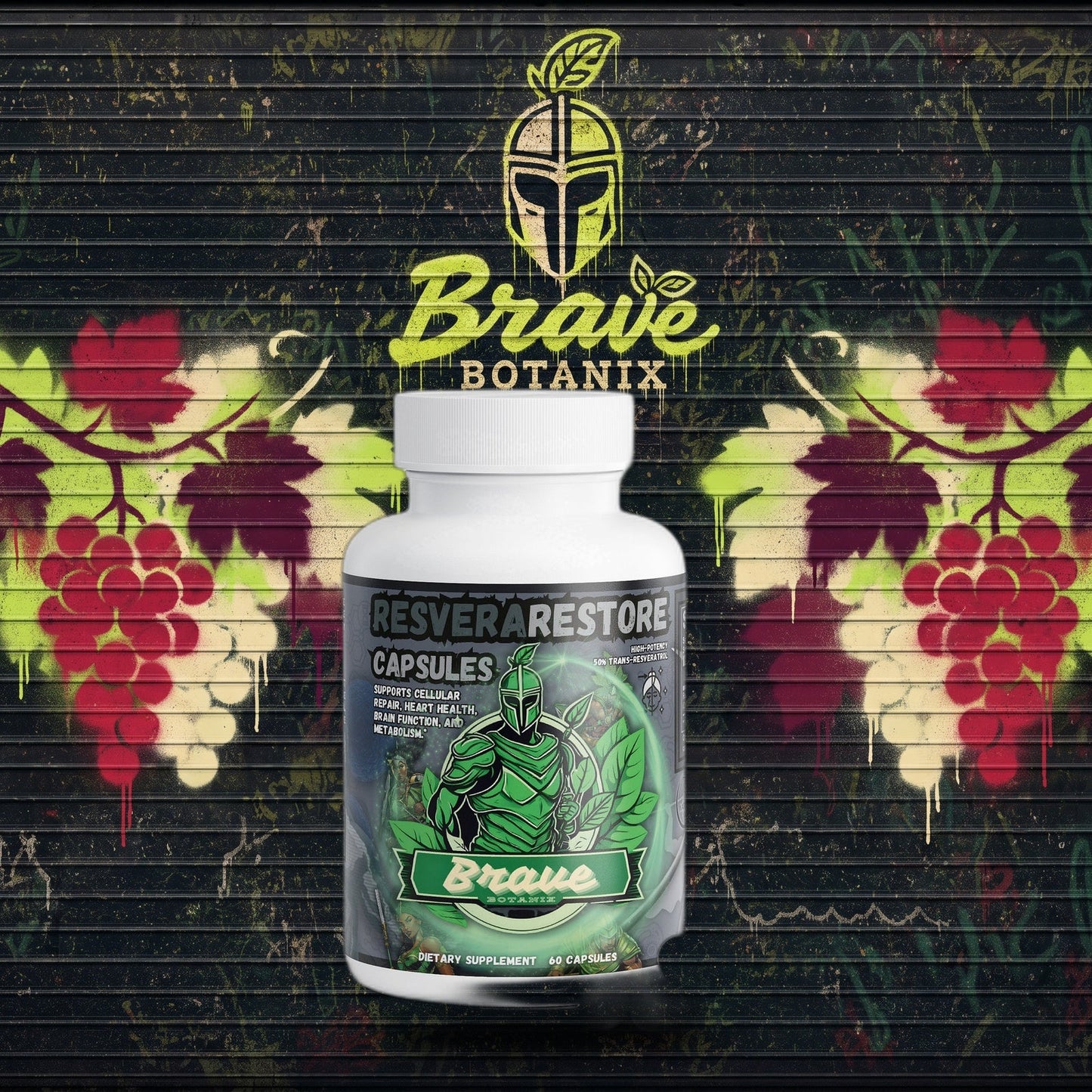 Resvera Restore Capsules graffiti mural mockup